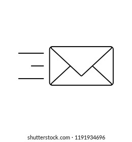 Line icon- Sending a message outline vector sign, linear style pictogram isolated on white. Symbol, logo illustration.