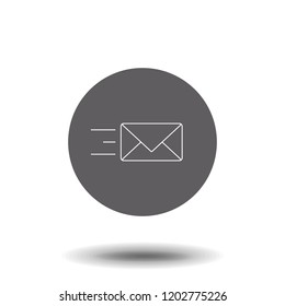 Line icon- Sending a message outline vector sign, linear style pictogram isolated on white. Symbol, logo illustration.