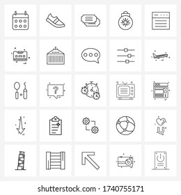 Line Icon Set of 25 Modern Symbols of browser; Christmas; sport; ball; ticket Vector Illustration