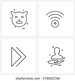Line Icon Set of 4 Modern Symbols of animal; wife; animals; up; navigation Vector Illustration