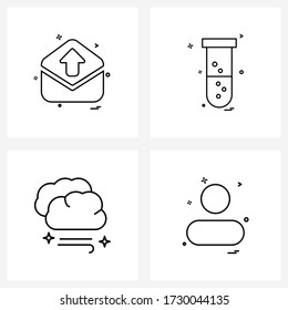 Line Icon Set of 4 Modern Symbols of ui; weather; mail; lab; avatar Vector Illustration