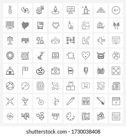 Juego de iconos de línea de 64 símbolos modernos de pantalla; supervisar; letra; médico; Ilustración de vectores de campo