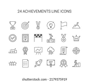 Conjunto de iconos de línea. Paquete de logros. Ilustración vectorial