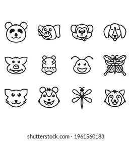 line icon set animal symbols vector illustration
