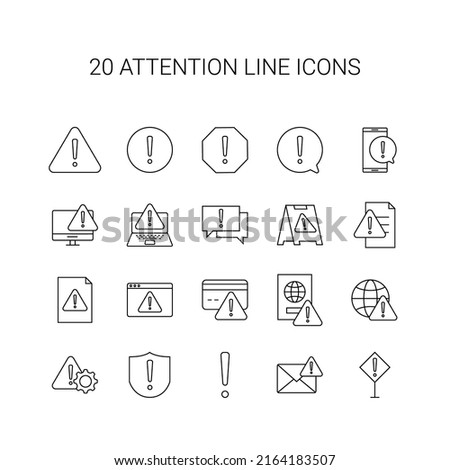 Line icon set. Attention, Warning pack. Vector Illustration