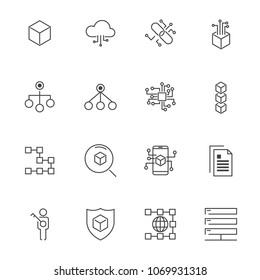 line icon set, blockchain icon collection, vector illustration