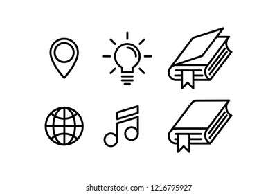 Line icon set. Book icon. Open book icon. 