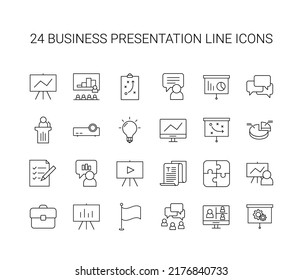 Zeilensymbol eingestellt. Business-Präsentationspaket. Vektorgrafik