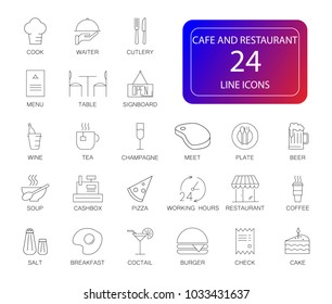 Line icon set. Cafe and Restouran pack. Vector illustration