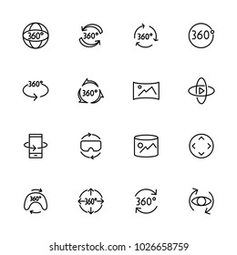 Line icon set of camera 360 symbol