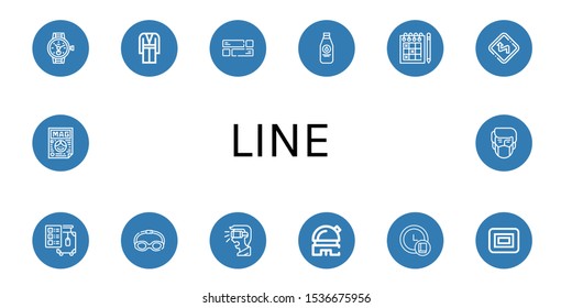 line icon set. Collection of Watch, Coat, Layout, Milk bottle, Sudoku, Curves, Check out, Goggles, Virtual reality, Observatory, Clock, Soap, Magazine, Pollution icons
