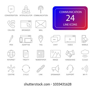 Line icon set. Communication pack. Vector illustration