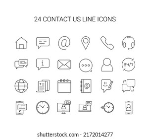 Conjunto de iconos de línea. Comuníquese con nosotros. Ilustración vectorial