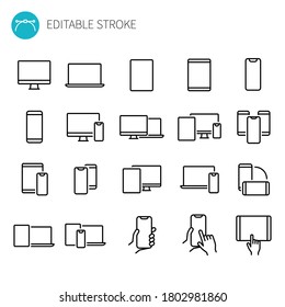 Line Icon Set For Digital Devices