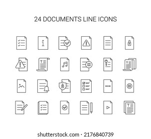 Conjunto de iconos de línea. Paquete de documentos. Ilustración vectorial