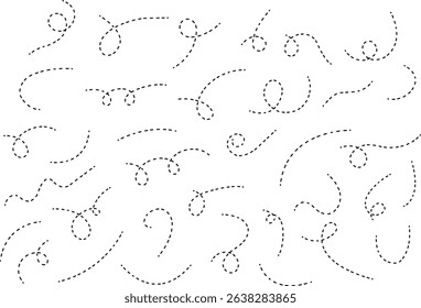 Line icon set. Dotted path and location pin. Route location two pin sign and dotted line. Travel vector collection isolated on transparent background. line curve simple direction shape symbol