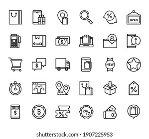 Line icon set, e - commerce icons