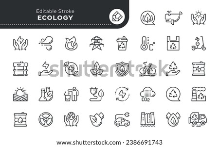Line icon set. Ecology, the environment and renewable energy. Eco and bio. Vector icon pack.