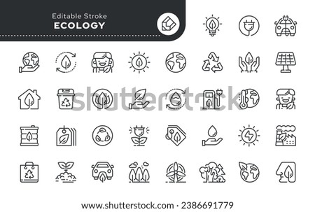 Line icon set. Ecology, the environment and renewable energy. Eco and bio. Vector icon pack.
