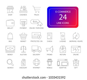 Line icon set. E-commerce pack. Vector illustration