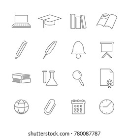 Line Icon Set of education. Editable stroke vector