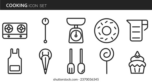 Line icon set element cooking restaurant design collection. vector illustration. 