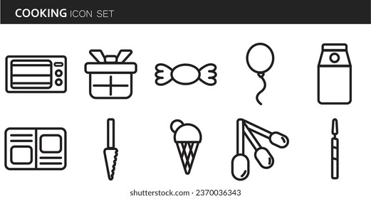 Line icon set element party birthday design collection. vector illustration. 