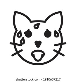 line icon set, emoticon, cat face, very hot sweaty symbol vector illustration