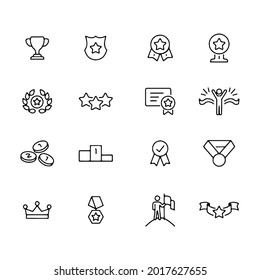 Zeilensymbol: Set Expression of Achievement. Bearbeitbare Stroke-Vektorgrafik.