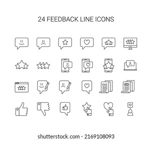 Conjunto de iconos de línea. Paquete de comentarios. Ilustración vectorial