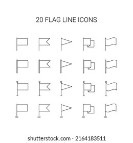 Conjunto de iconos de línea. Paquete de bandera. Ilustración vectorial