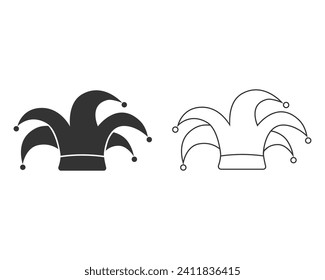 The line icon set of the fool's cap. The joker icon. Simple vector illustration on a white background.