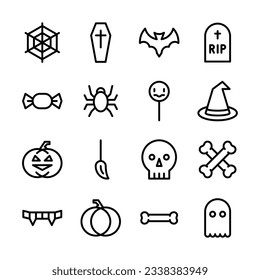 Line icon set for Halloween