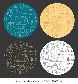 line icon set happy thanksgiving day