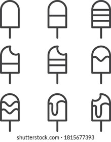 line icon set of ice cream