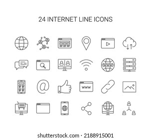 Line icon set. Internet pack. Vector Illustration