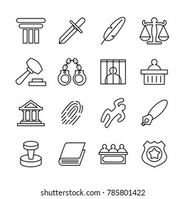 Line icon set for judgement. Editable stroke vector