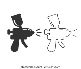 Line Icon set of a lacquerer spray gun in modern flat style sign vector