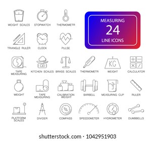 Line icon set. Measuring pack. Vector Illustration.