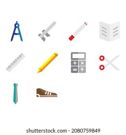 line icon set of office supplies vector line signs, symbols, logo illustrations. Editable strokes.