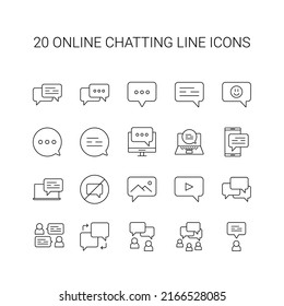 Line icon set. Online chatting pack. Vector Illustration