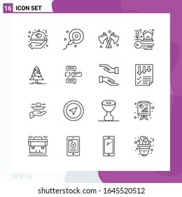 Conjunto de iconos de línea. Paquete de 16 iconos de esquema aislados en fondo blanco para Web Print y Mobile.