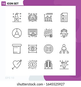 Conjunto de iconos de línea. Paquete de 16 iconos de esquema aislados en fondo blanco para Web Print y Mobile.