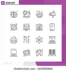 Conjunto de iconos de línea. Paquete de 16 iconos de esquema aislados en fondo blanco para Web Print y Mobile.