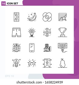 Line Icon set. Pack of 16 Outline Icons isolated on White Background for Web Print and Mobile.