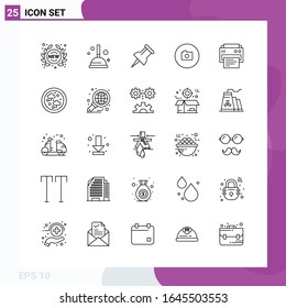 Line Icon set. Pack of 25 Outline Icons isolated on White Background for Web Print and Mobile.