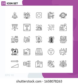 Conjunto de iconos de línea. Paquete de 25 iconos de esquema aislados en fondo blanco para impresión web y móvil.