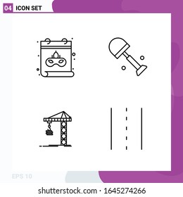 Line Icon set. Pack of 4 Outline Icons isolated on White Background for Web Print and Mobile.