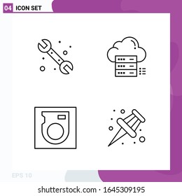 Line Icon set. Pack of 4 Outline Icons isolated on White Background for Web Print and Mobile.