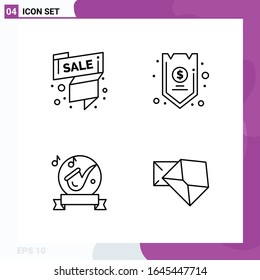 Line Icon set. Pack of 4 Outline Icons isolated on White Background for Web Print and Mobile.